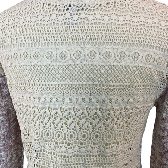 O'Neill Long Sleeve Variegated Knit Crochet Lace Back Pullover Sweater Medium - Picture 7 of 10